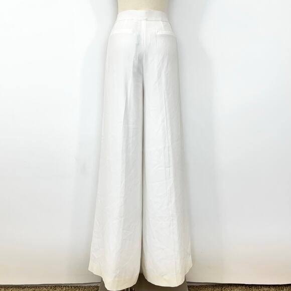 Elie Tahari Reese Pants Crepe Georgette Wide Leg Pleated Front White 6 NWT - Picture 7 of 10
